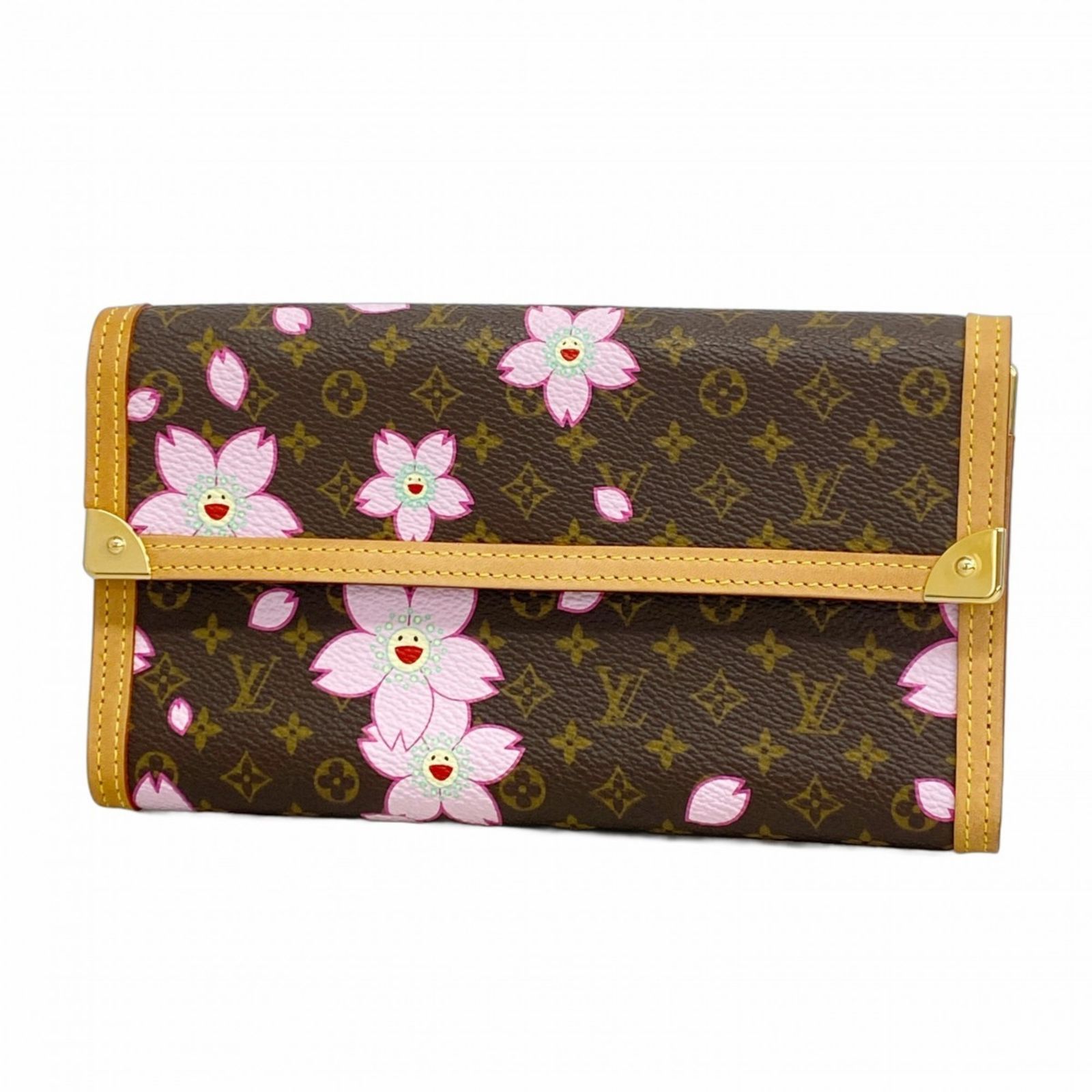 ルイ ヴィトン Louis Vuitton ルイ ヴィトン 三つ折り長財布 モノグラム チェリーブロッサム ポルトトレゾールインターナショナル M92027 マロン 村上隆コラボレディース