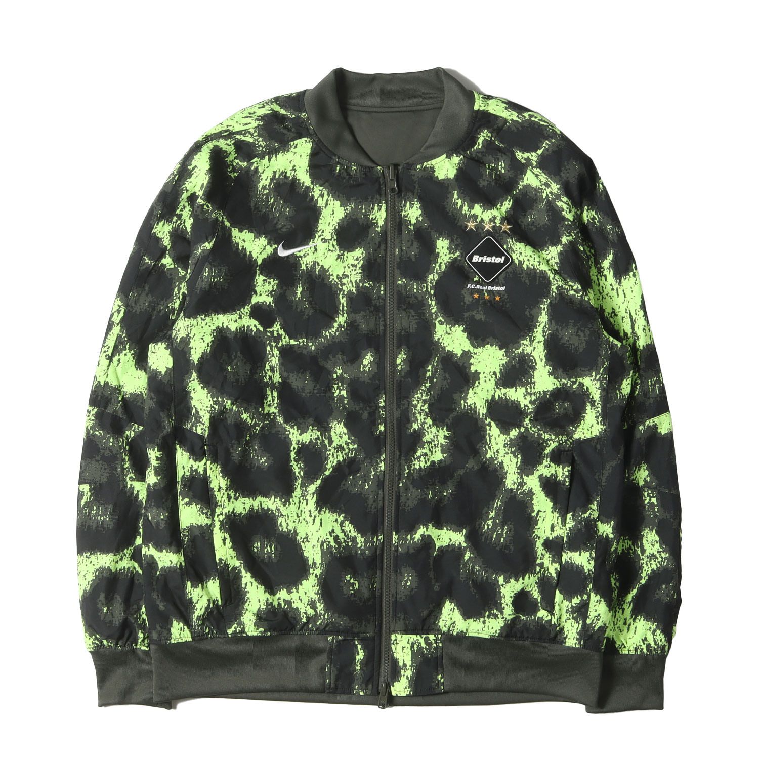 F.C.Real Bristol エフシーレアルブリストル ジャケット サイズ:L NIKE レオパード柄 リバーシブル ウォームアップジャケット SDLN REVBL WARM UP JACKET カーキ アウター ブルゾン コラボ【メンズ】