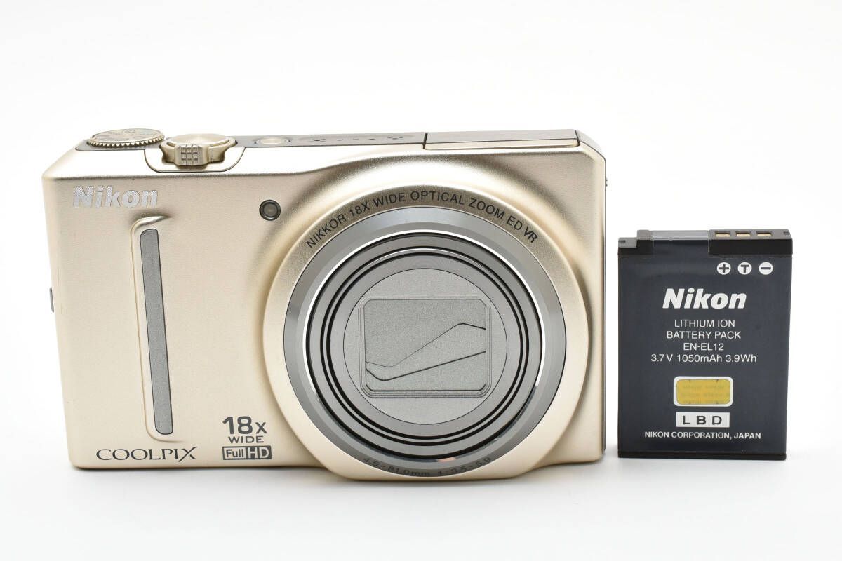 カメラ ☆極上品☆ ニコン Nikon COOLPIX S9100 ゴールド コンパクト