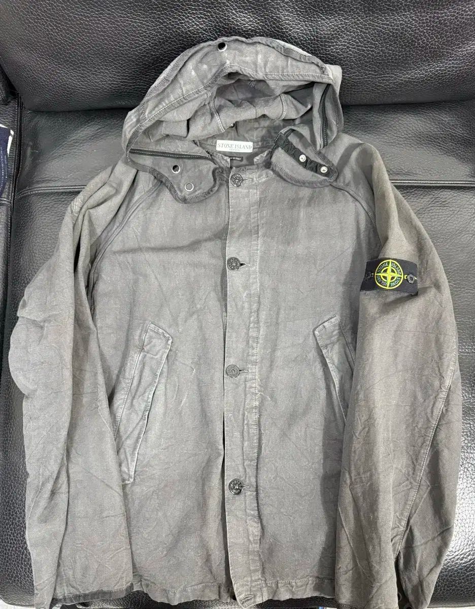【雷市場（ポンジャン）商品韓国直送】 XL STONE ISLAND(ストーンアイランド) Compact リネン/コットン シャドーグレー フードジャケット