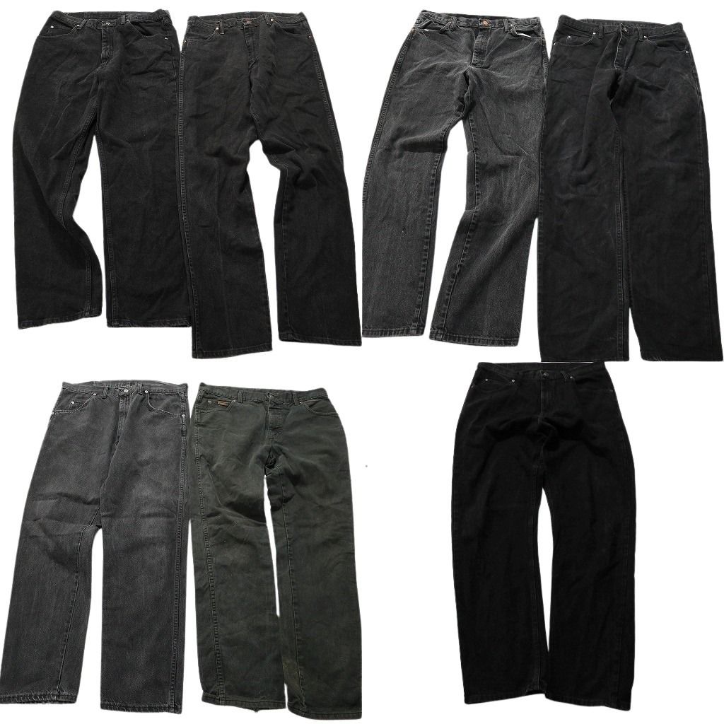 古着卸 Wrangler ラングラー ブラックデニム パンツ 7枚セット メンズ 36 皮パッチ フェード アメカジ 古着 NA7099