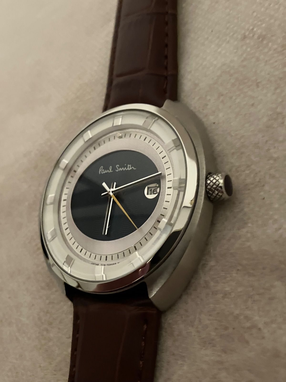 げ 稼働 PaulSmith ポールスミス ドライビング QZ 腕時計 電池 革ベルト