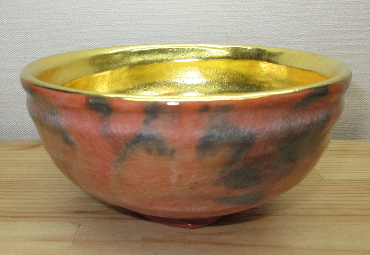 逢絢亭 茶道具 嶋台茶碗 楽焼 赤楽 金銀一双 佐々木松楽 共箱入り