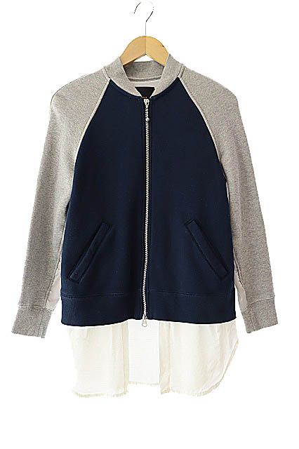アンダーカバー UNDERCOVER 再構築 スエット 切替 ブルゾン ジャケット N1812 1 ネイビー グレー ブランド古着ベクトル AA ●250428