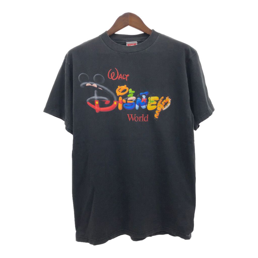 00年代 Disney ディズニー MICKEY INK 半袖Ｔシャツ ロゴ ブラック (メンズ XL相当) 中古 古着 Q6593