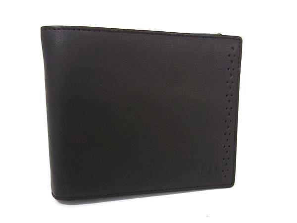 ♥ dunhill ダンヒル レザー 二つ折り 財布 ウォレット 札入れ 小銭入れ カード入れ メンズ ダークブラウン系 FU2095