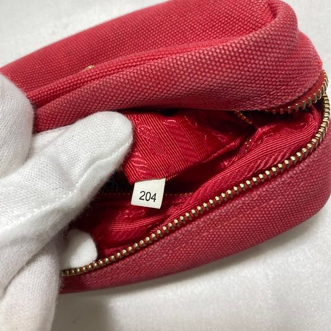 Prada Red Canvas Leather Small Pouch AB Condition Authentic