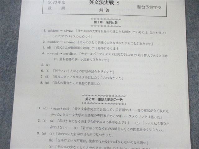 駿台 英文法/実戦S テキスト通年セット 2023 通年 計2冊 田上芳彦