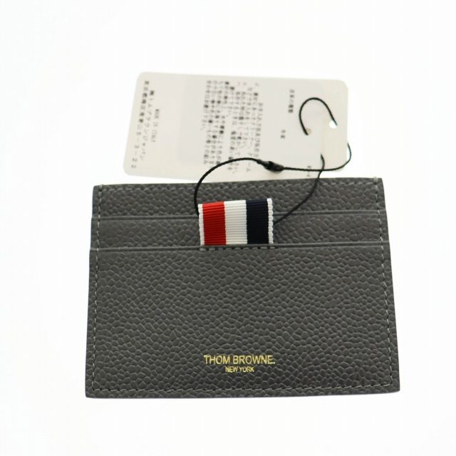 トムブラウン THOM BROWNE SINGLE CARD HOLDER PEBBLE GRAIN LEATHER Dark Grey シングル カード ホルダー MAW020L-00198 グレー ブランド古着ベクトル AA ●▲ 250425