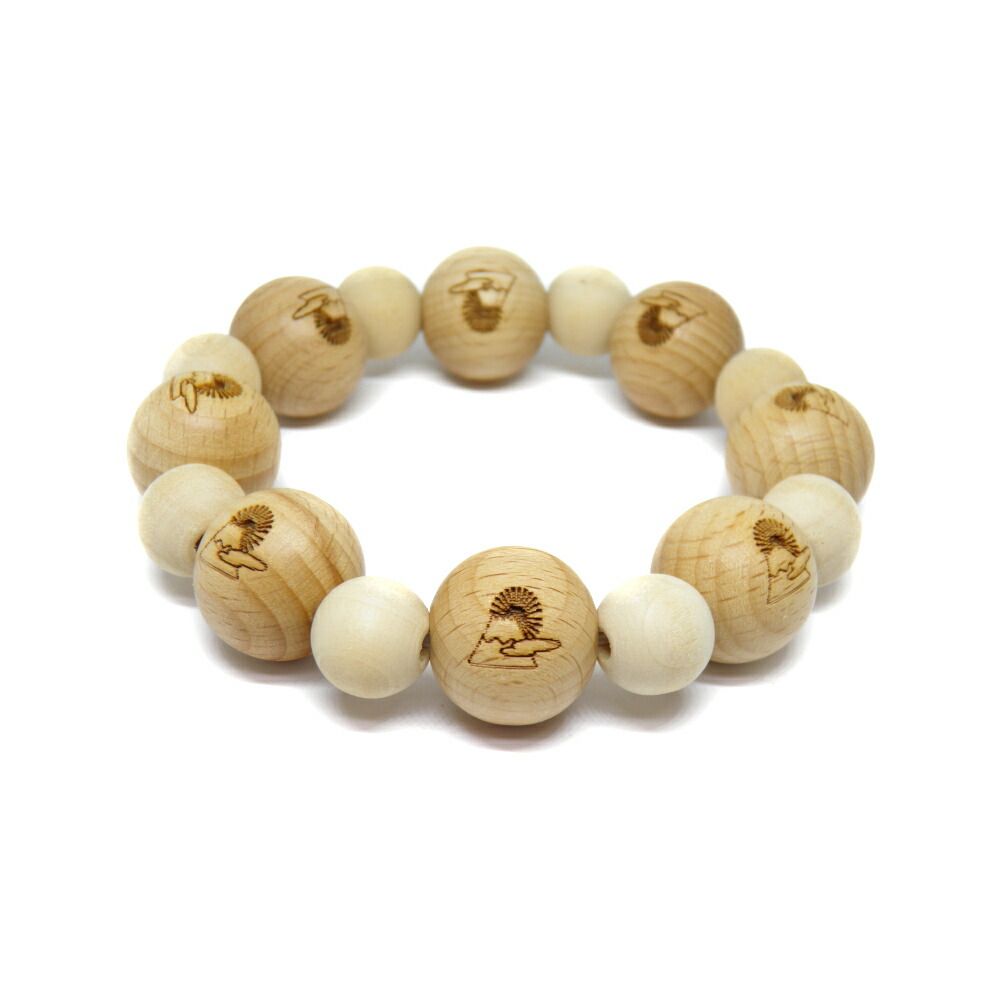 彫刻ビーズ 欅 ケヤキビーズ 20mm 富士山 素彫り 栂