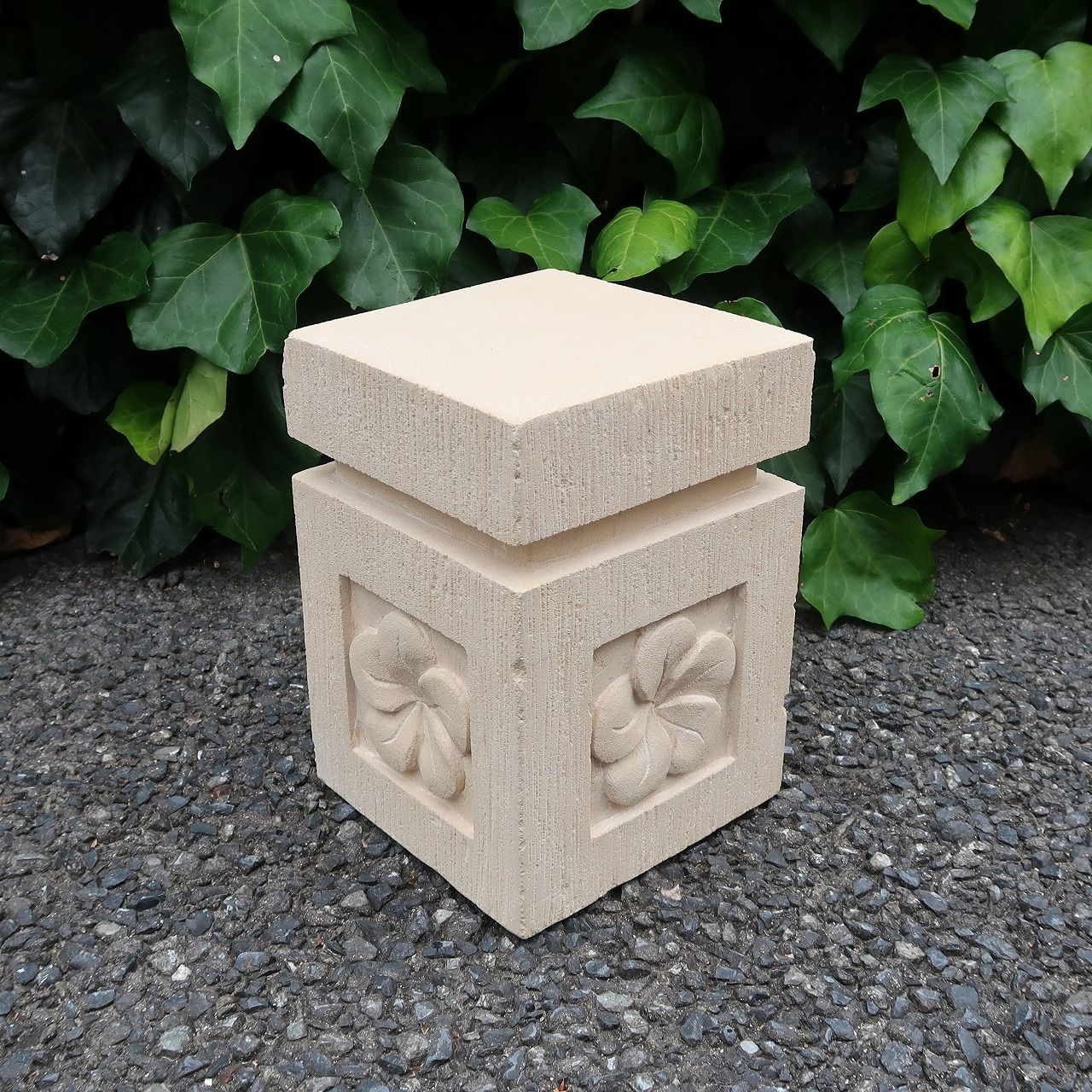 プルメリア石像スタンド パラスストーン 17X17X25 アジア雑貨 バリ雑貨