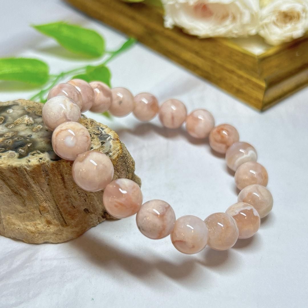 E5444】A桜アゲート＊10㎜＊ブレスレット＊Cherry blossom agate 