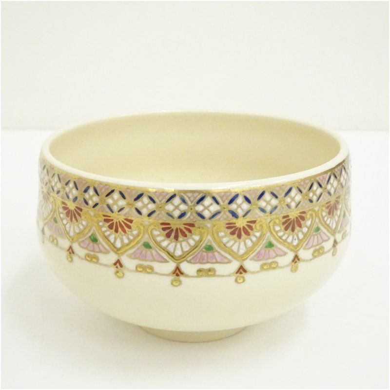 薩摩焼 野崎正二 錦正 造 茶碗 共箱 茶道 抹茶 おしゃれ 抹茶茶碗 抹茶碗 和食器 レトロ 茶器 骨董 茶わん 茶会 茶の湯