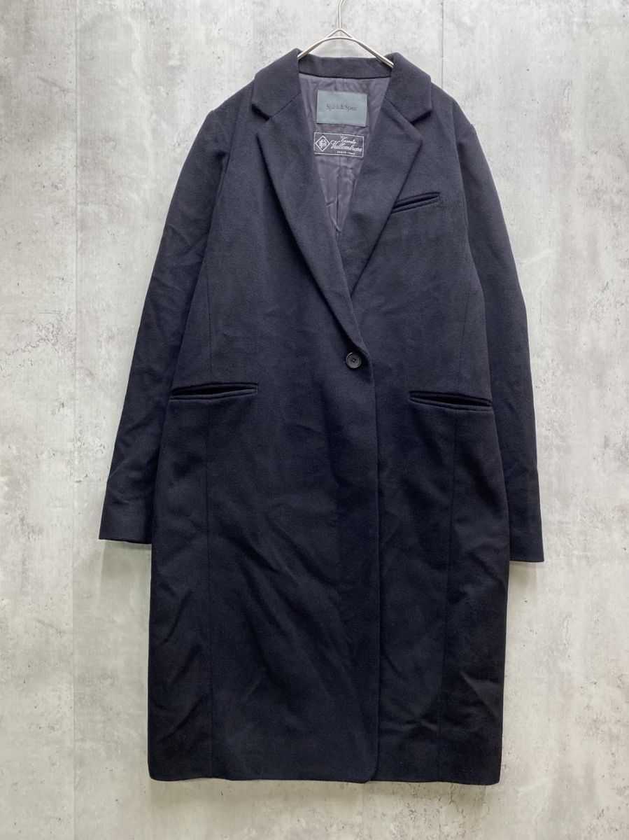 Spick -Span スピックアンドスパン ウール混 バロンロッサ チェスター コート size38|黒 ◆ ◎レディース