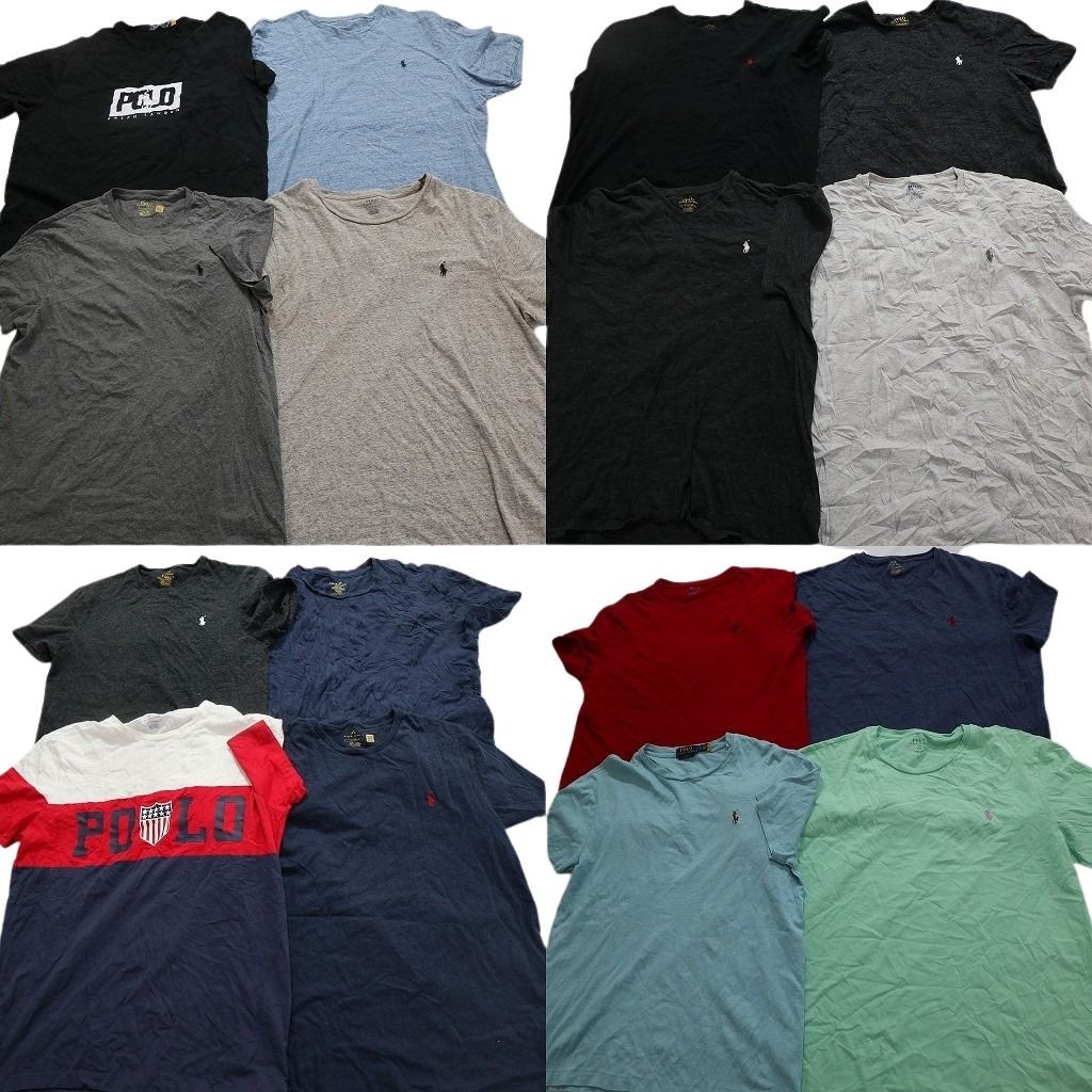 古着卸 ラルフローレン 半袖Tシャツ 16枚セット メンズ L |XL ワンポイント バイ ロゴ ブラック 古着 NA8866