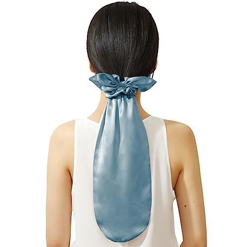 スモッグブルー LILYSILK シルクシュシュシャイニーポニーキャップナイトキャップ 毛先 美髪 ポニー ロングヘア 毛先 シルク ヘアキャップ シュシュ付 髪の毛 優しい 守る かわいい 美容 スモッグブルー