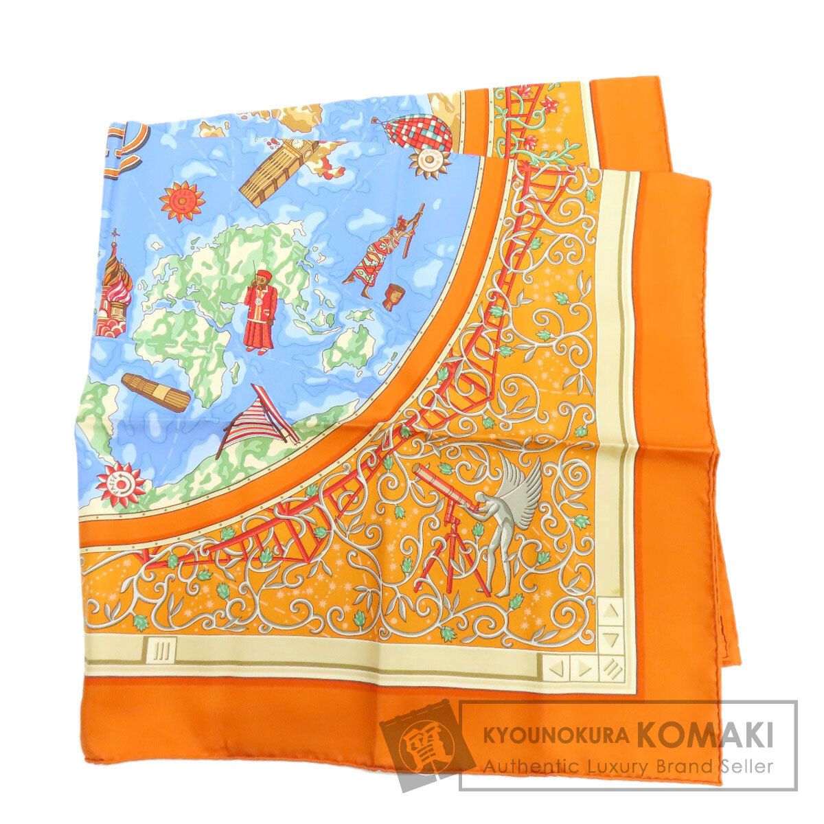 HERMES エルメス カレ90 世界地図 スカーフ シルク レディース