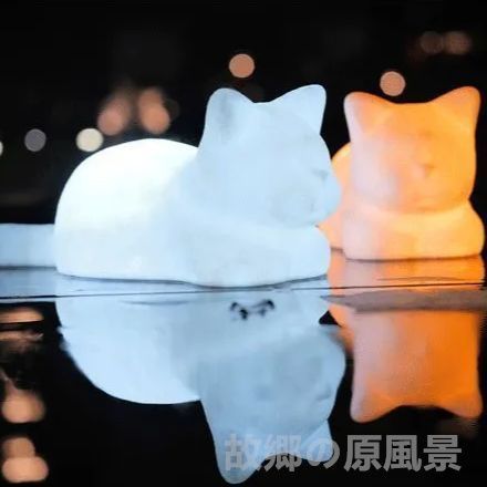 テーブルランプ デスクライト インテリアライト ランプシェード 猫のシルエット ネコ リアル ホワイト 動物 かわいい 白とオレンジのライト切り替え 癒し 単４電池 おしゃれ 寝室 リビング 