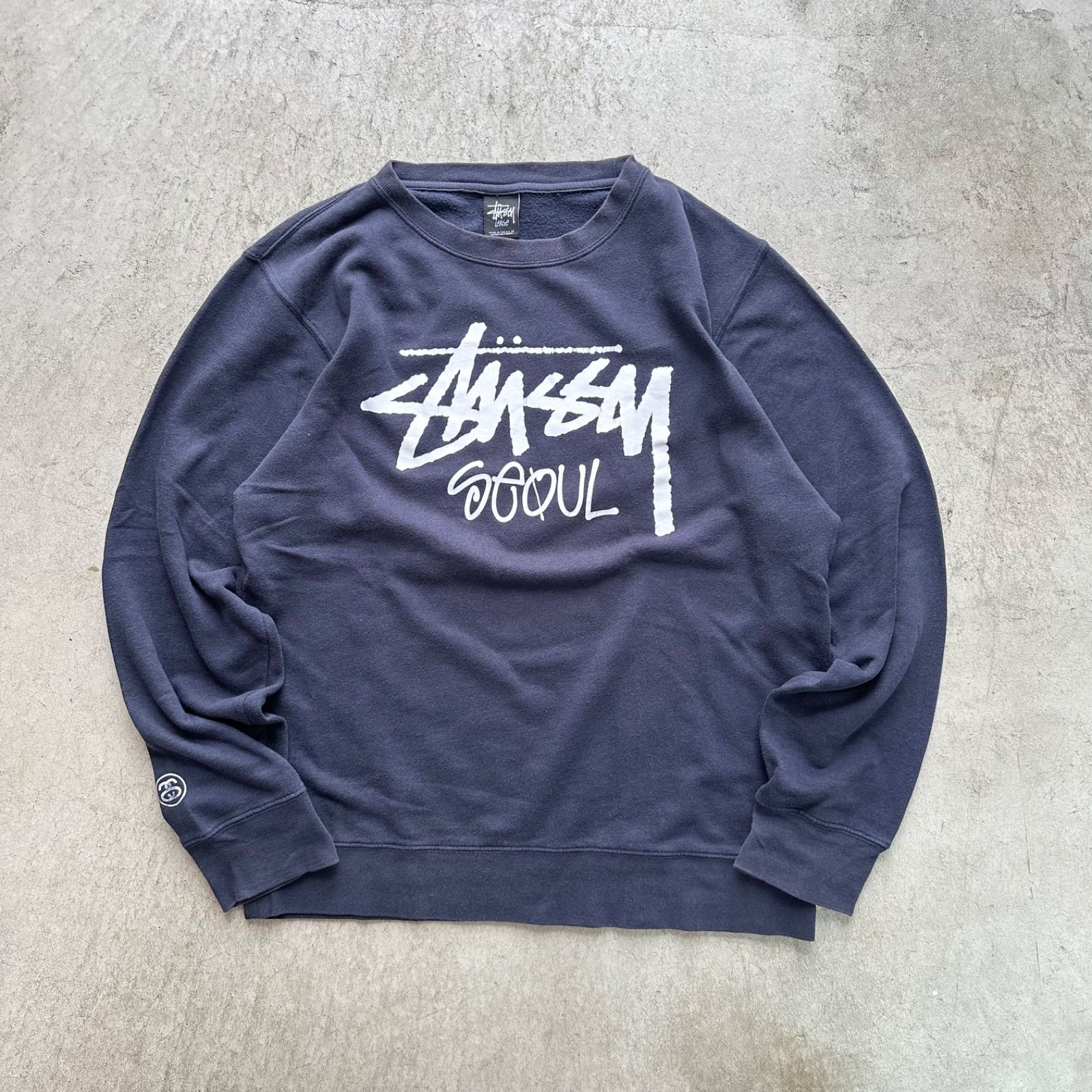 STUSSY seoul サンフェード スウェット ナス紺 ネイビー L USA製 