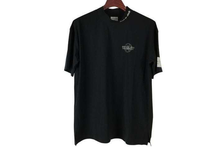 マークアンドロナ メンズ ゴルフウェア モックネックブラック 46 ロゴ