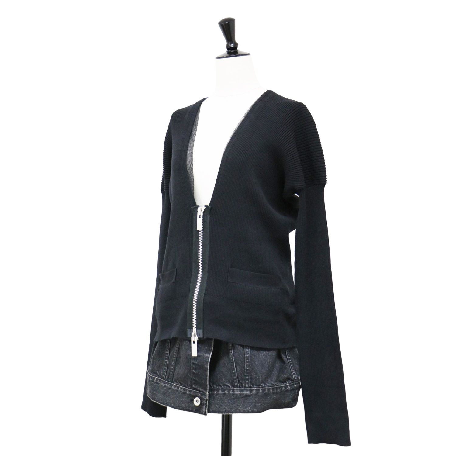 Sacai サカイ カーディガン ブラック 黒 サイズ:2(M) / デニム