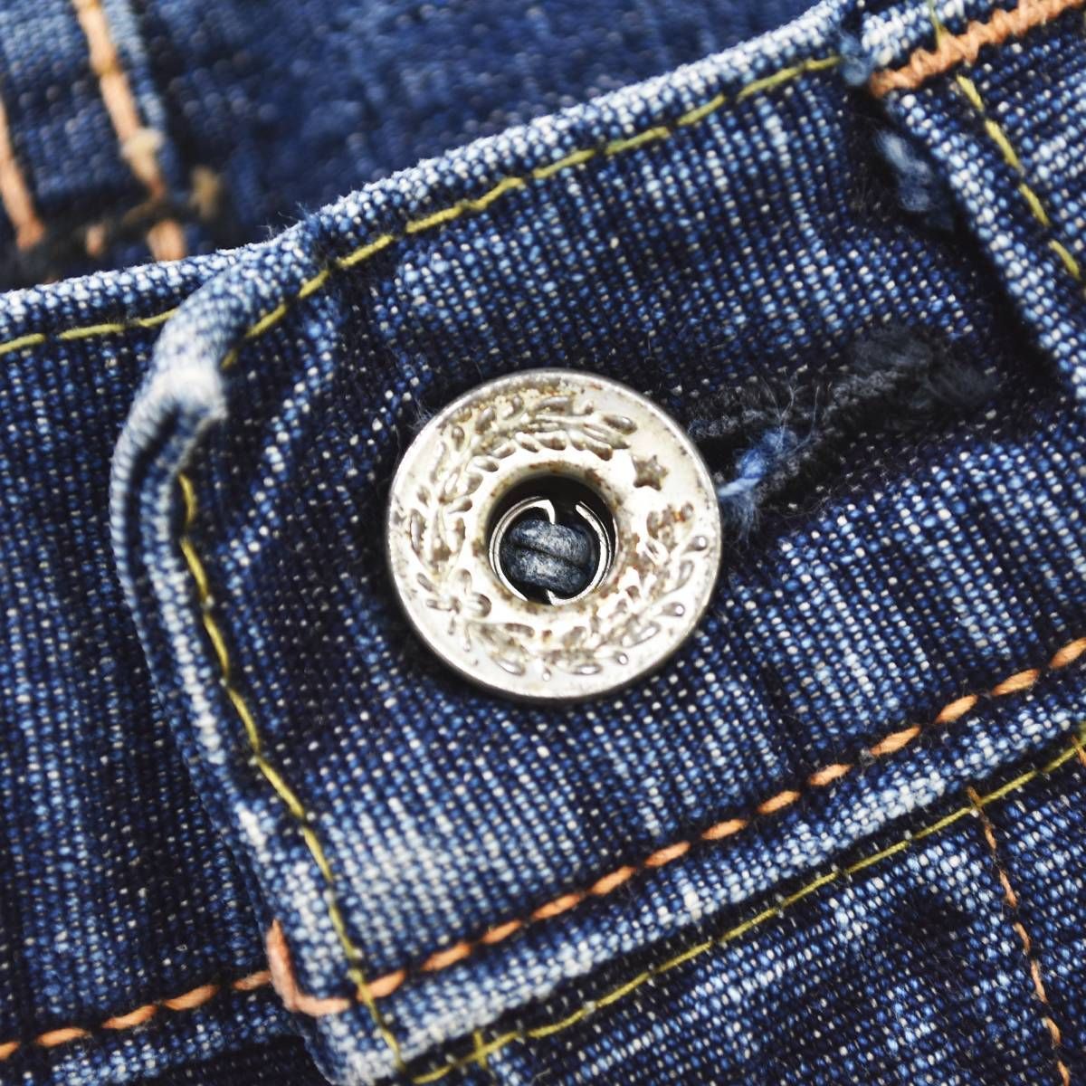 シュガーケーン 東洋エンタープライズ 砂糖黍デニム ストレート デニム ジーンズ パンツ 大戦 月桂樹 Vステッチ ボタンフライ 緑耳セルビッチ W 29 L 34 インディゴ メンズ