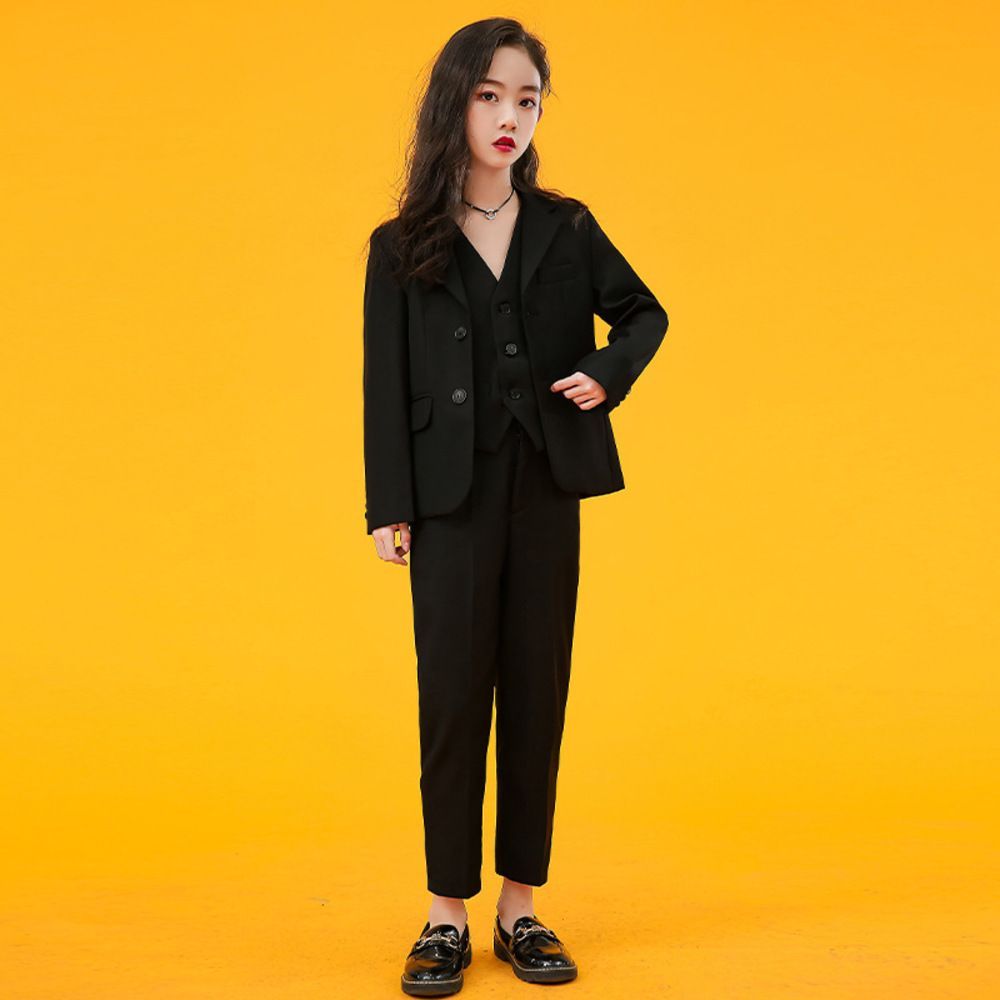 ブラック  150cm  発表会 パンツスーツ 女の子 2点セット pmysuit2 パンツスーツ 女の子 クロスーツ 黒スーツ 子供用スーツ ジャケット パンツ ズボン 上衣 フォーマルスーツ ブラックフォーマル 
