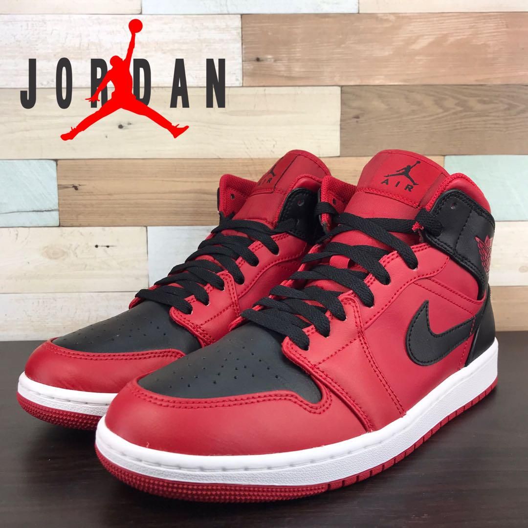 NIKE AIR JORDAN 1 MID ナイキ エア ジョーダン 1 ミッド ジムレッド ブラック 27cm U10829 554724-660  - メルカリ