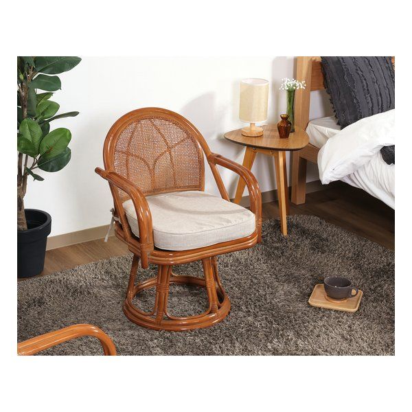 不二貿易 フジボウエキ ラタン 回転チェア ハイ LBR-KD 1PC梱包 61873 2653249