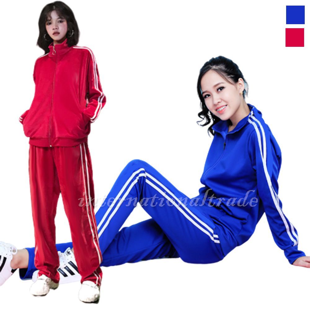 コスプレ服 無地ジャージ 赤 青 セットアップ 上下セット 長袖