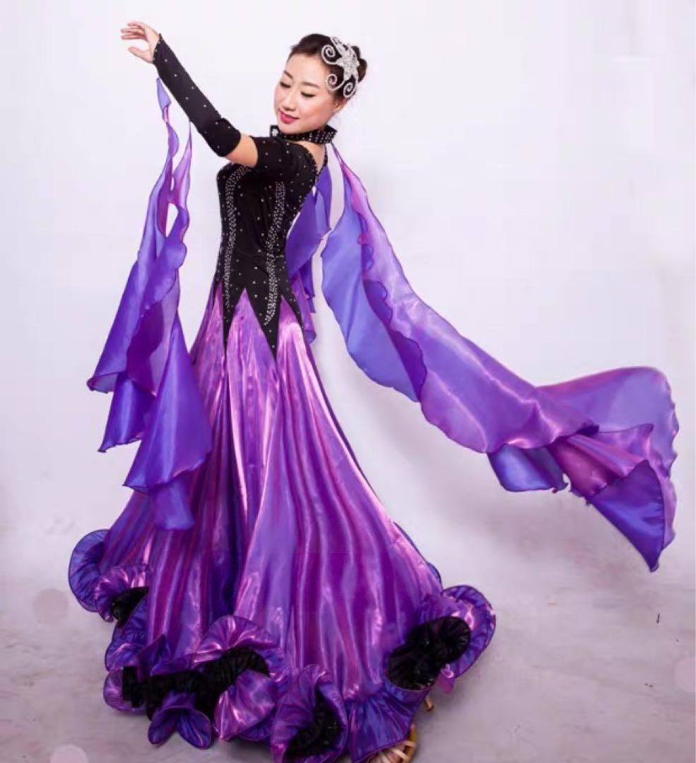 大人気✨花柄スタンダードワンピース 練習着 デモダンスパーティに！ スタンダード向き✨ロングワンピース！練習着やダンスパーティにも