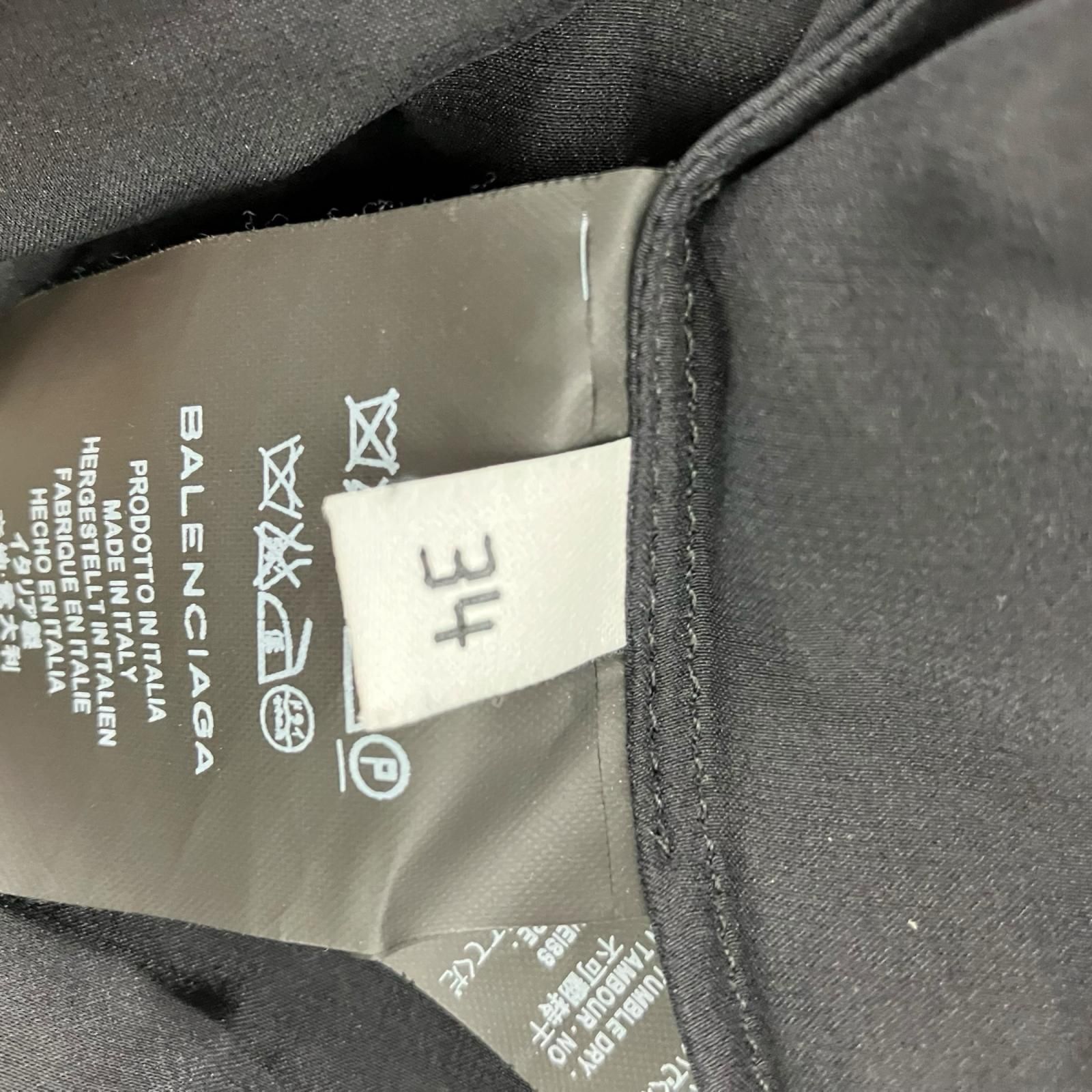 186005 BALENCIAGA バレンシアガ ボウタイブラウス 34 ブラック シルク