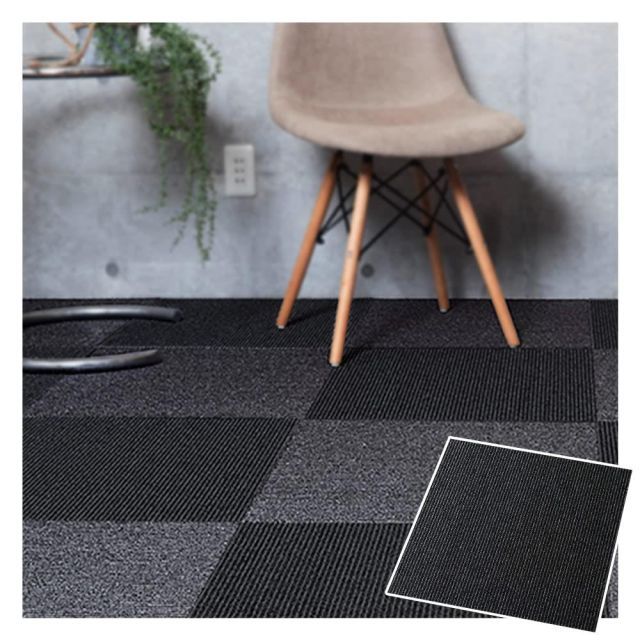 20枚セット アイリスプラザ タイルカーペット パイル生地 50×50 ストライプグレー 防音 洗える TKP-PP50