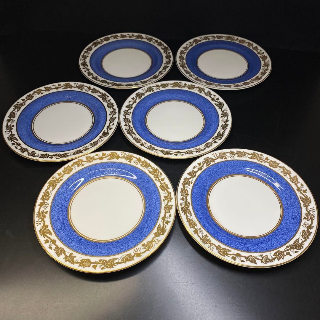 洋3 ウェッジウッド ホワイトホールパウダーブルーデザートプレート6枚
