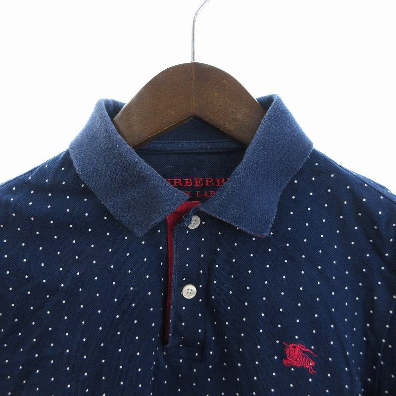 【新品】BURBERRY BLACK LABEL ブルー地ドット柄 バーバリーブラックレーベル BURBERRY BLACK LABEL ポロシャツ