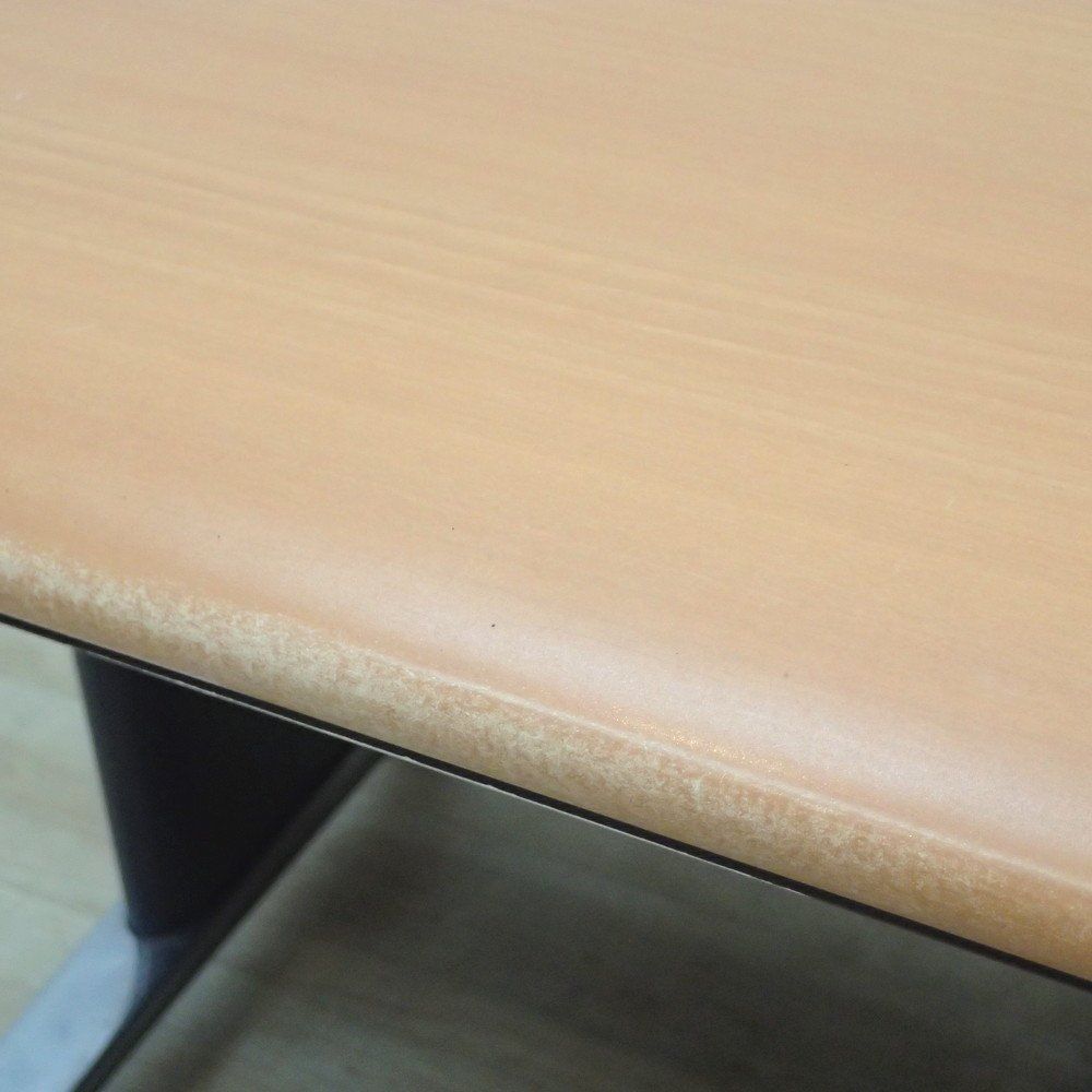 片袖デスク 鍵有り W1200 D700 ブラウン グレー 木目 オフィスデスク インダストリアル調 袖机 配線口 L字脚 EG17889-1 オフィス家具 MARWIL-DEMENAGEMENTS_CH