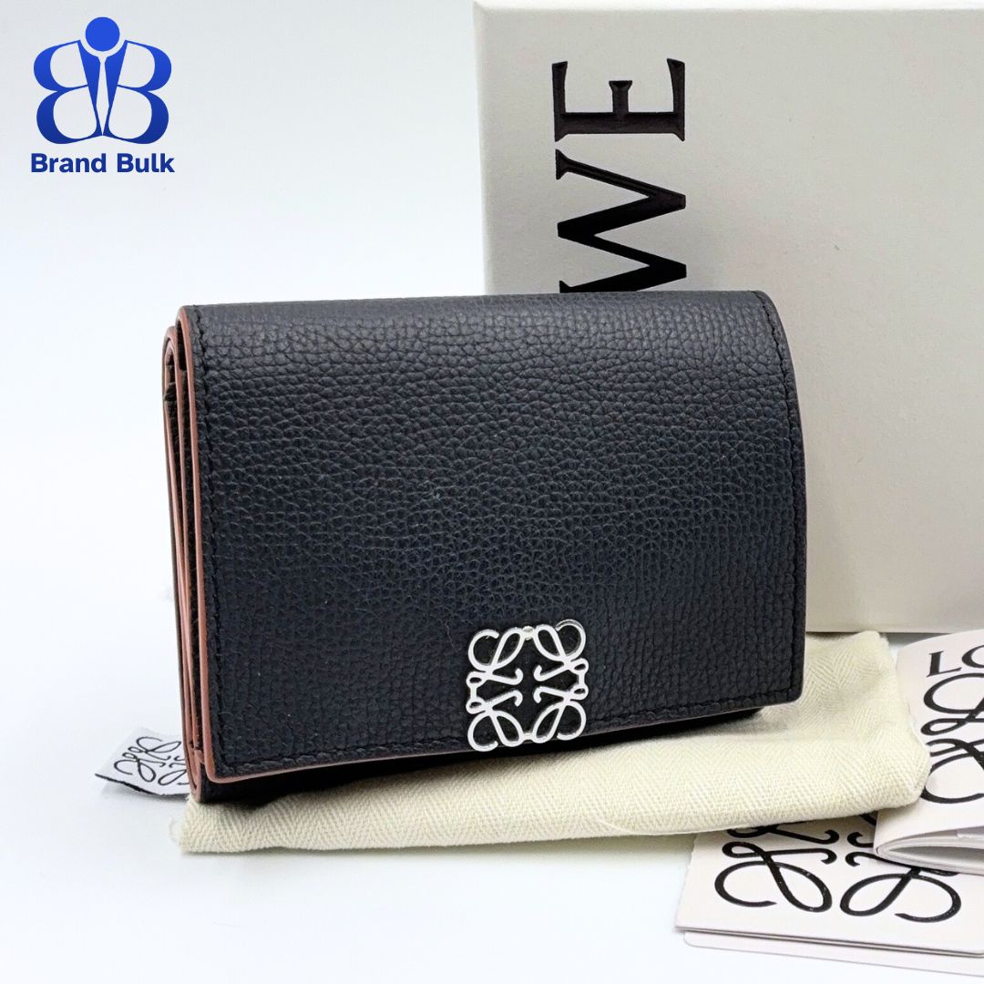 美品】LOEWE アナグラム トライフォールド コンパクト ウォレット  