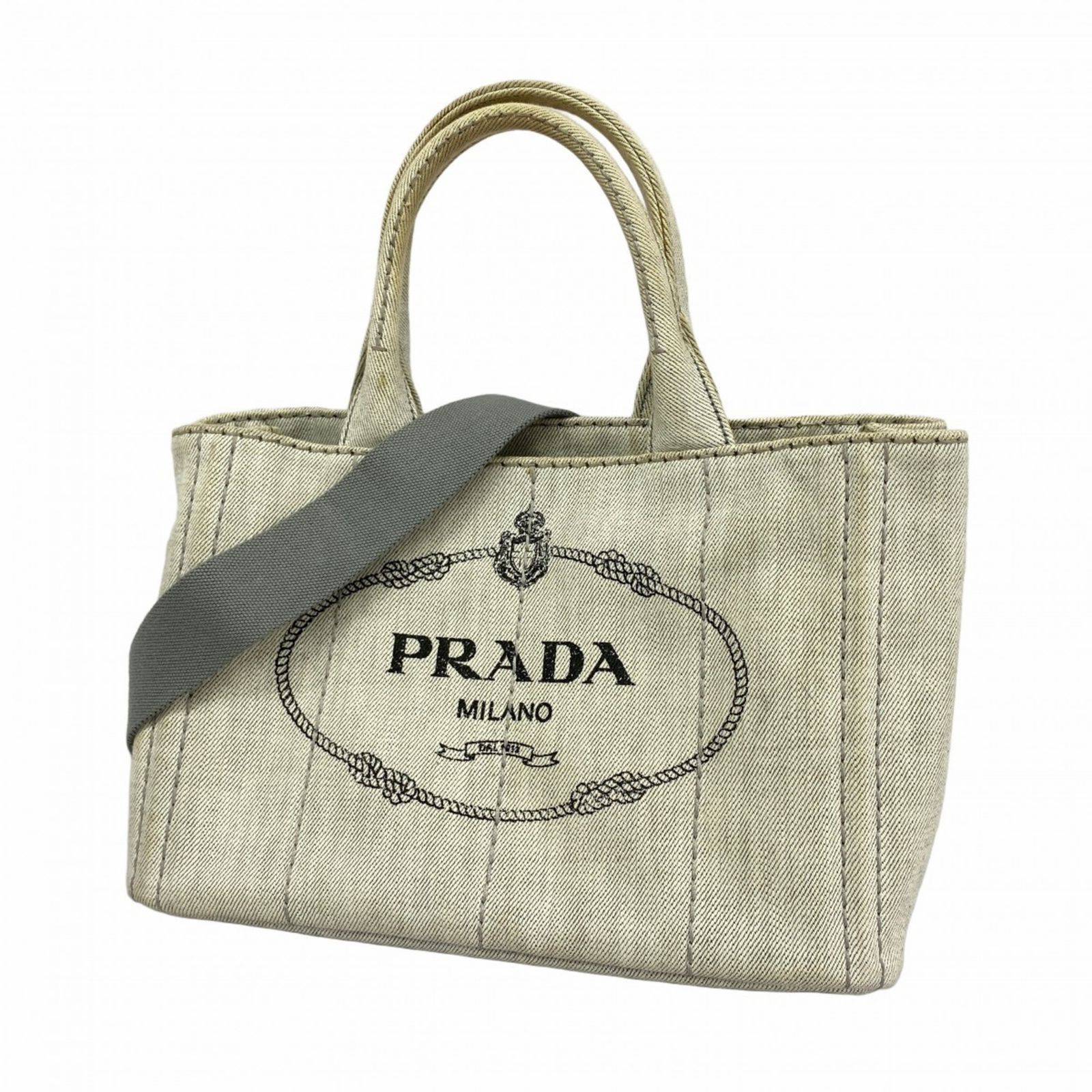 プラダ Prada プラダ トートバッグ カナパ デニム ブルーグレー レディース