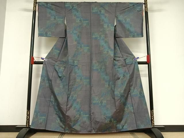 平和屋着物○本場大島紬 一元7マルキ 色紙風景文 正絹 逸品 未使用