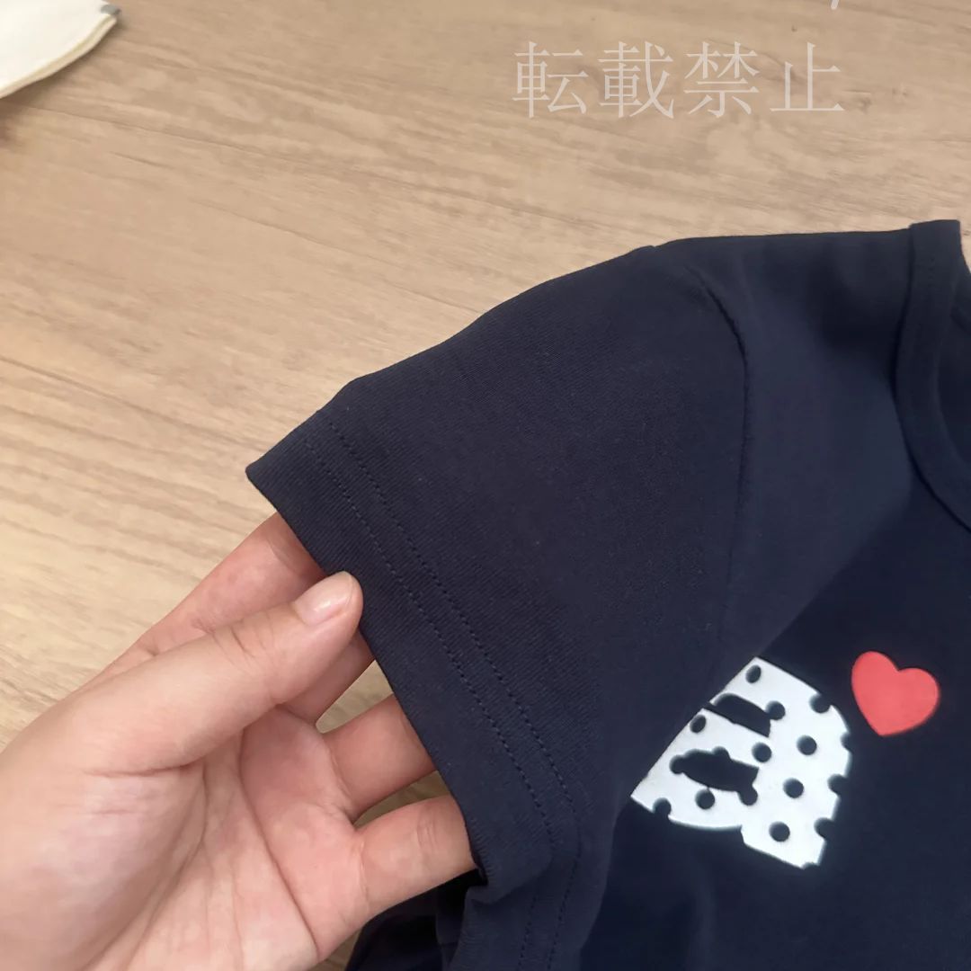 新品未使用 韓国 aeae 人気 ハートロゴドット Tシャツ ネイビー