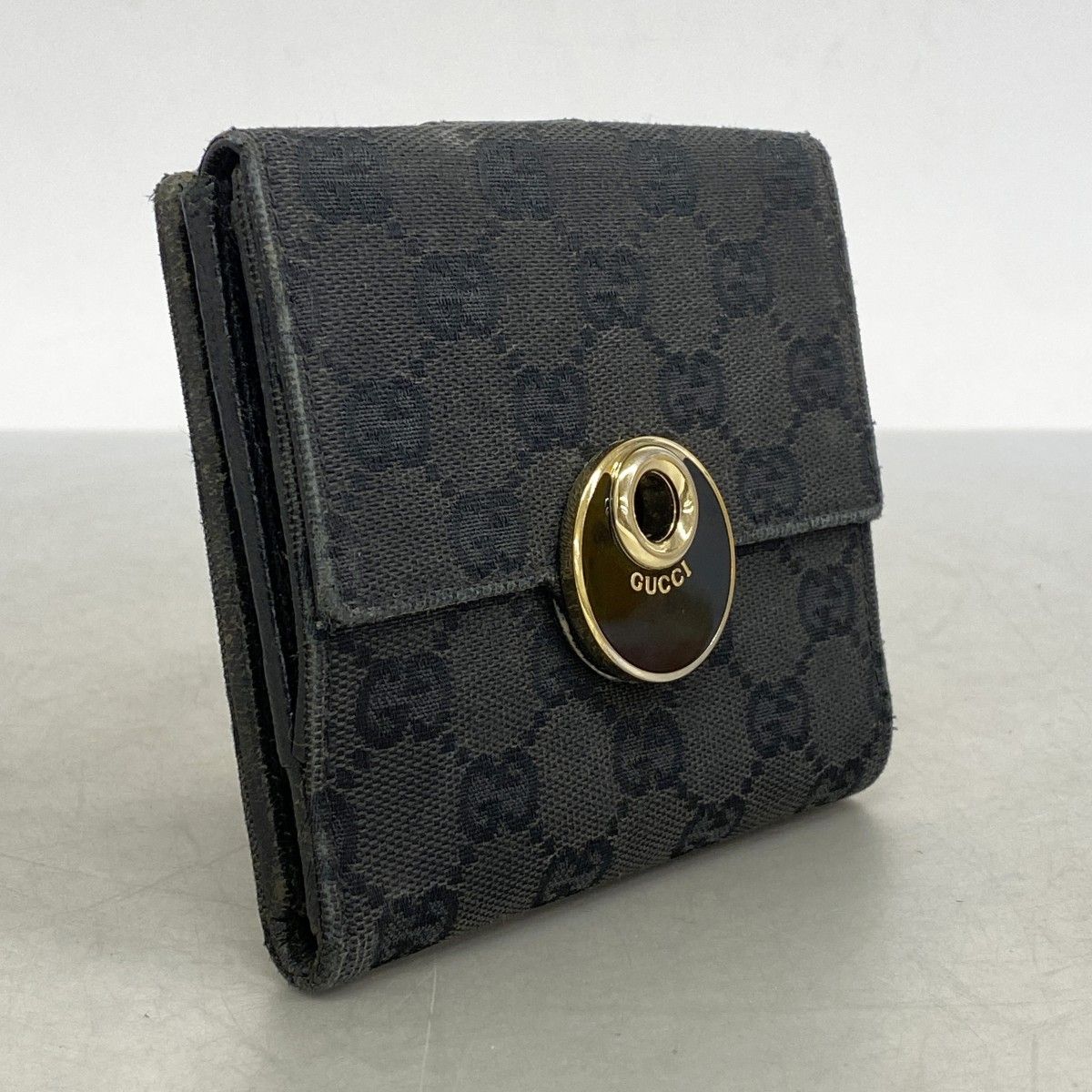 5ie6204-h グッチ 財布 GGキャンバス 120932 キャンバス ブラック シャンパンゴールド金具 レディース