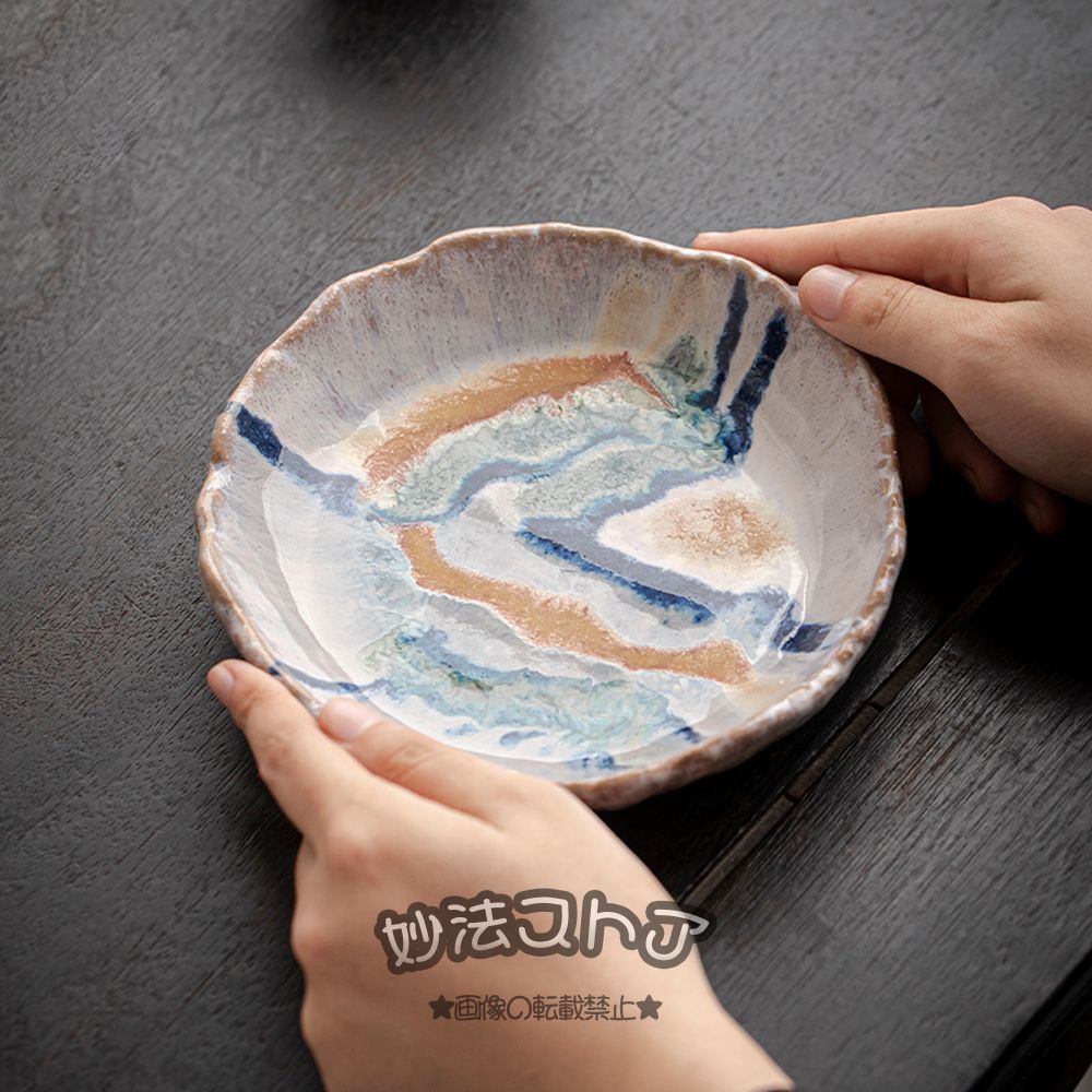 手動壺受け 手描きポットホルダー 茶盆 きゅうすうけ 茶器 セラミックス トレイ