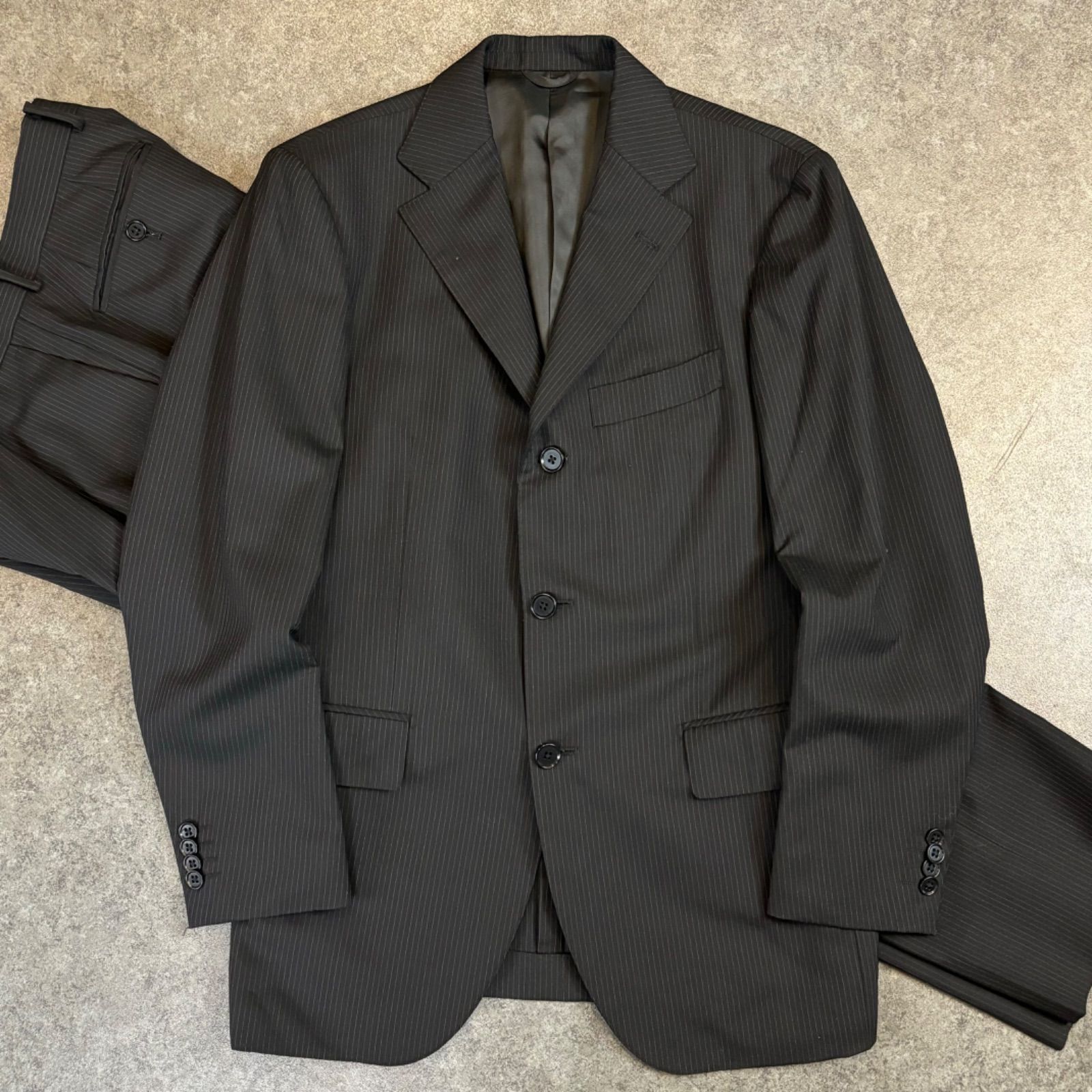 23区 ONWARD HOMME Set Up Suit Black 100% Wool セットアップ スーツ 