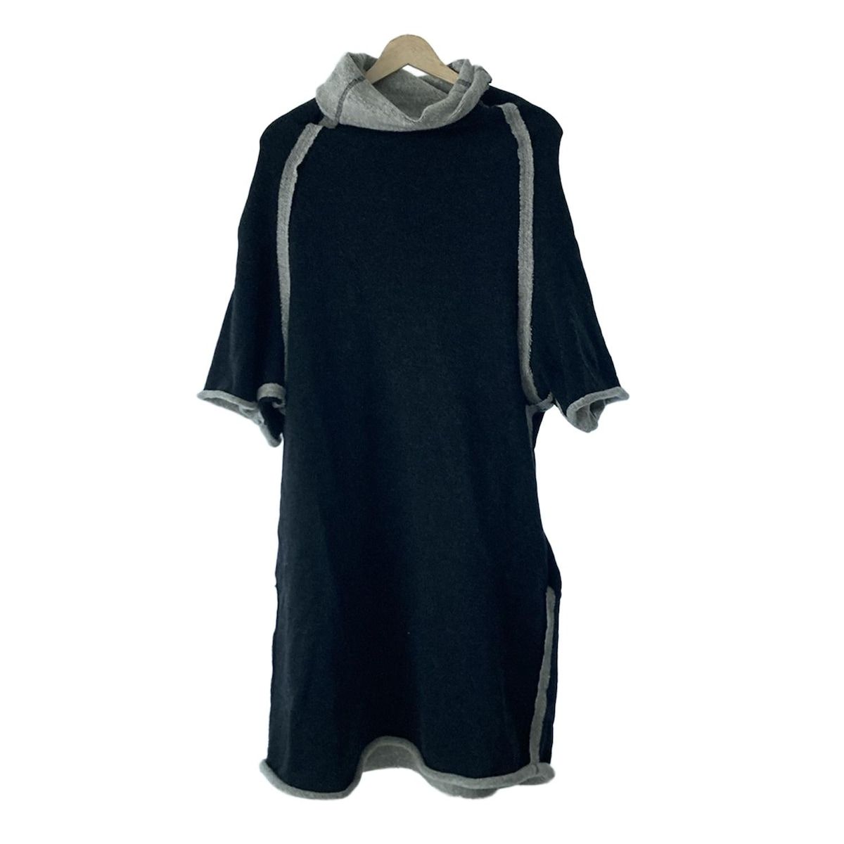 Y s ワイズ ワンピース サイズ2 M レディース - YD-T25-160 黒×グレー タートルネック|半袖|ひざ丈|2012AW