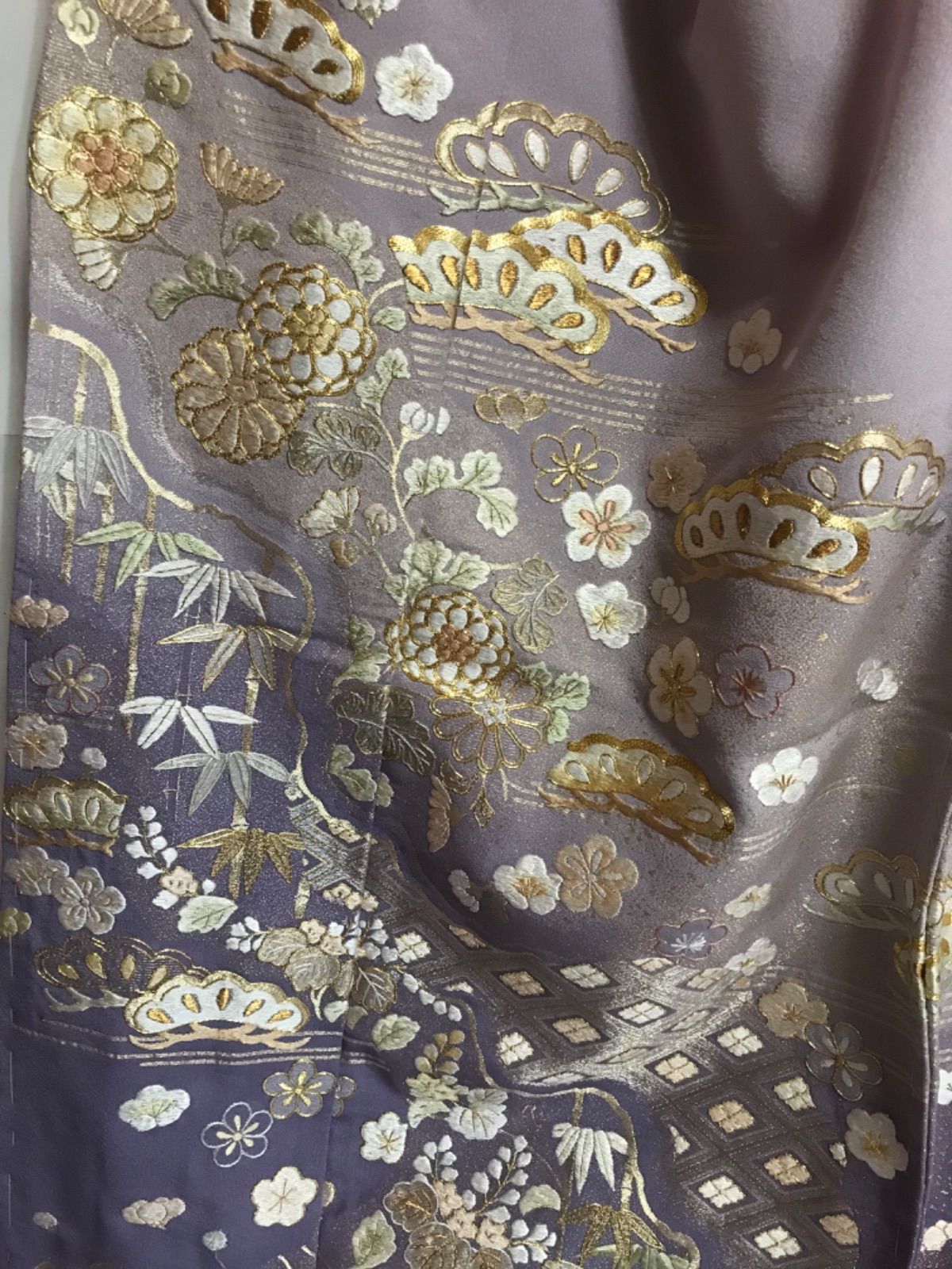 No.50山口美術織物訪問着&色留袖[織刺繍併用] 両袖付き[無地　柄]松竹梅 No.50山口美術織物訪問着&色留袖[織刺繍併用] 両袖付き[無地柄