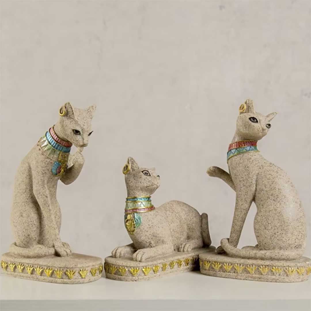 在庫限り】置物 エジプトキャット 選べる3種 石像 猫 オブジェ 猫の