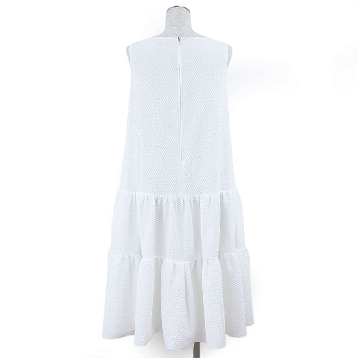 美品 フォクシー ワンピース ノースリーブ ドレス ティアード 42 XL