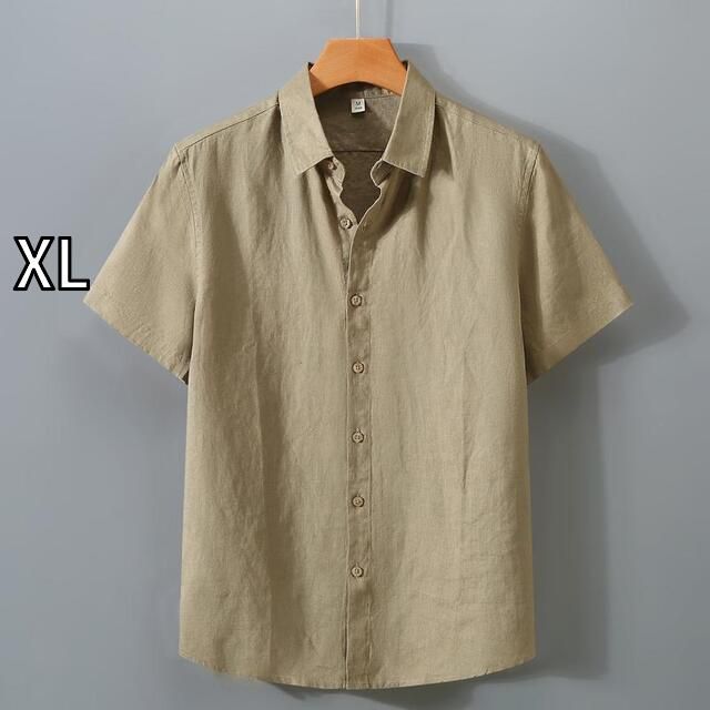 XL メンズ ファッション 服 男性用 オシャレ シンプル 大人 かっこいい 大きいサイズ ストリート 紳士服 リネンシャツ 半袖 夏 薄手 通気性 リネン 半袖 コットン リネン シャツ