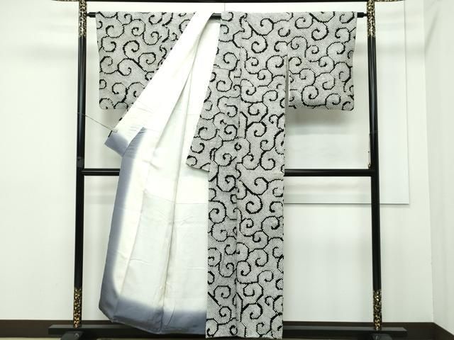 平和屋本店■極上　本疋田絞り　小紋　唐草文　黒地　逸品　CZAA2711s5 平和屋本店□極上 本疋田絞り 小紋 唐草文 黒地 逸品 CZAA2711s5