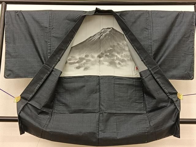 平和屋着物○男性 本場大島紬 アンサンブル 120亀甲 総詰め 羽裏：富士